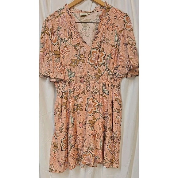 Spartina 449 Elayne Splitneck Dress Calm Waters Floral Cottagecore Beachy L - Picture 7 of 10